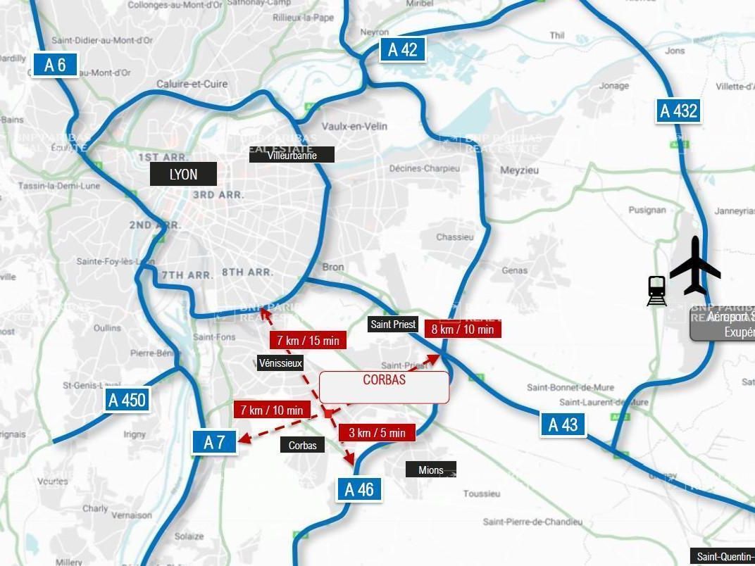 12960 m² pour cetentrepôts classe a en location à Corbas