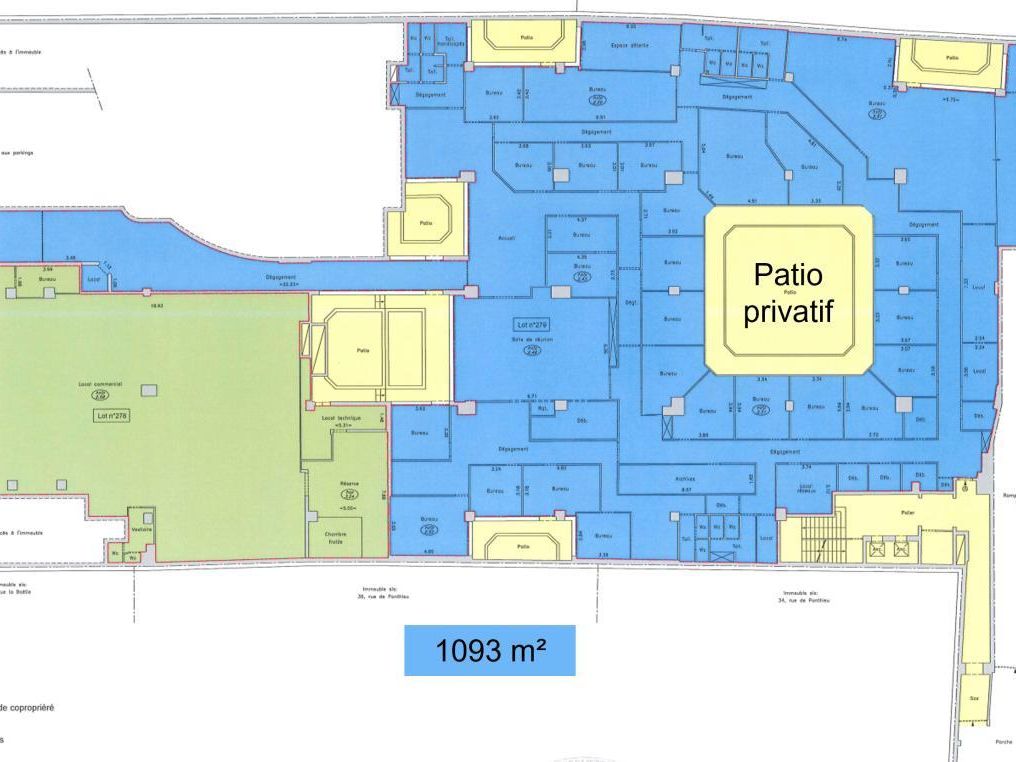 Location Bureaux 1093 m² non divisibles 75008 Paris