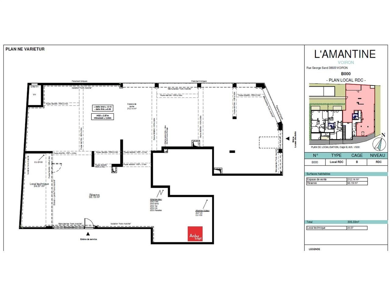 Location locaux commerciaux 329 m² non divisibles