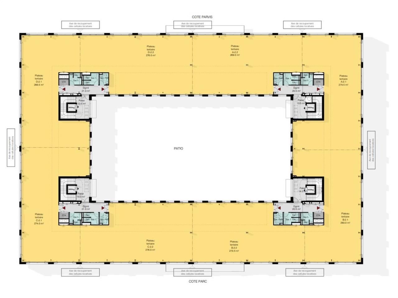 Location bureaux 4586 m² divisibles à partir de 125 m²