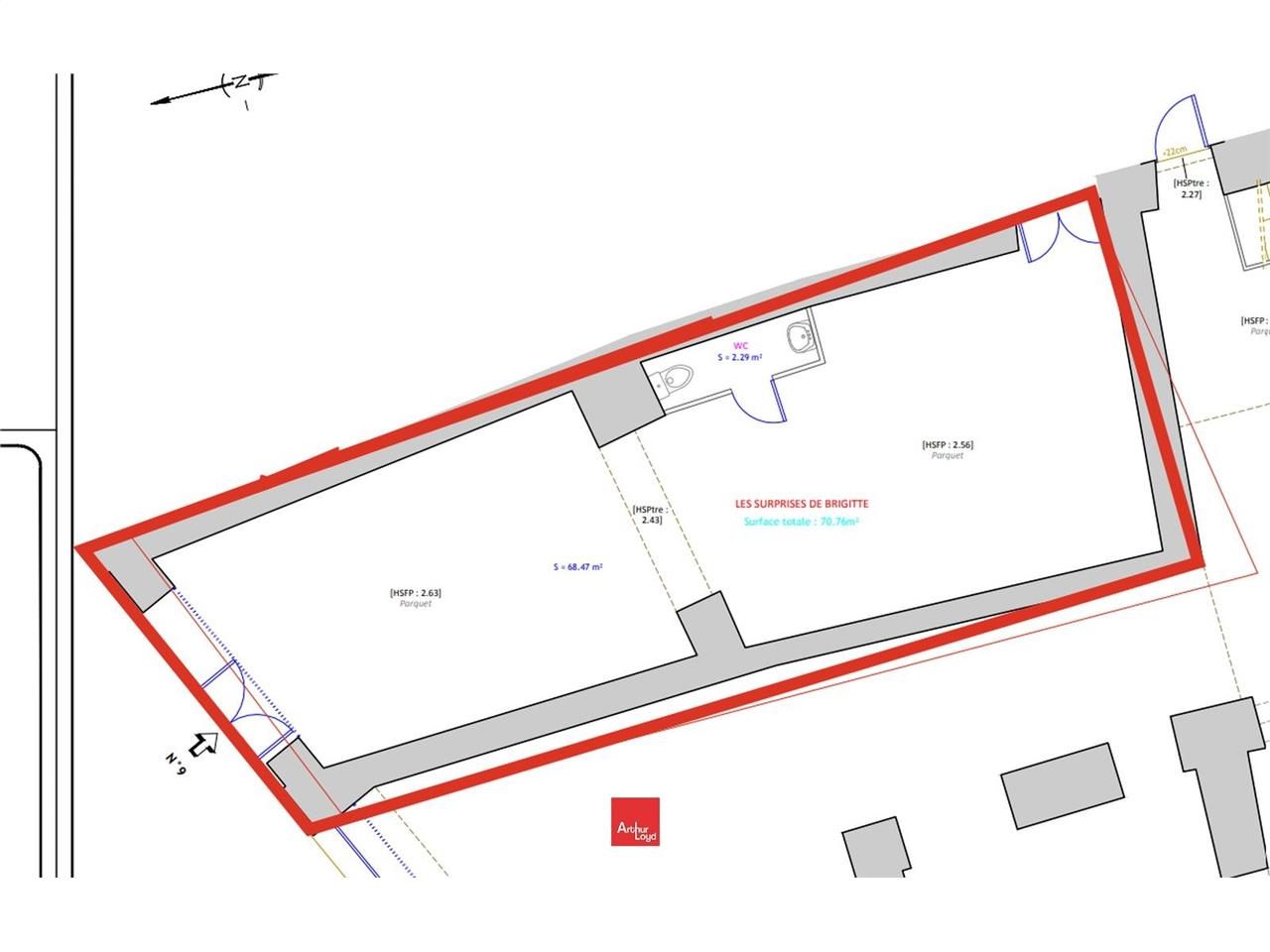 Location locaux commerciaux 71 m² non divisibles
