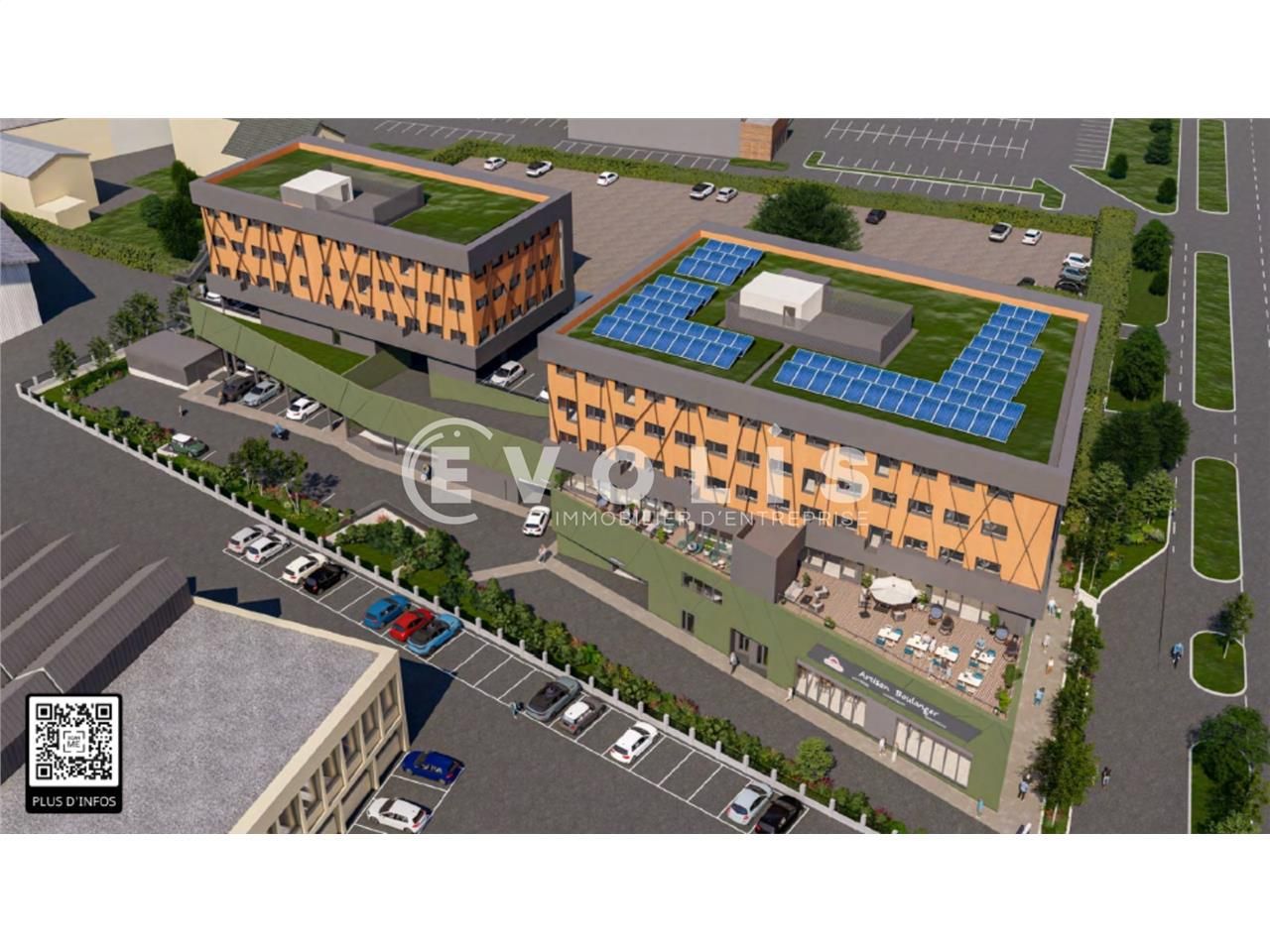 Immeuble neuf avec bureaux, commerces et restaura