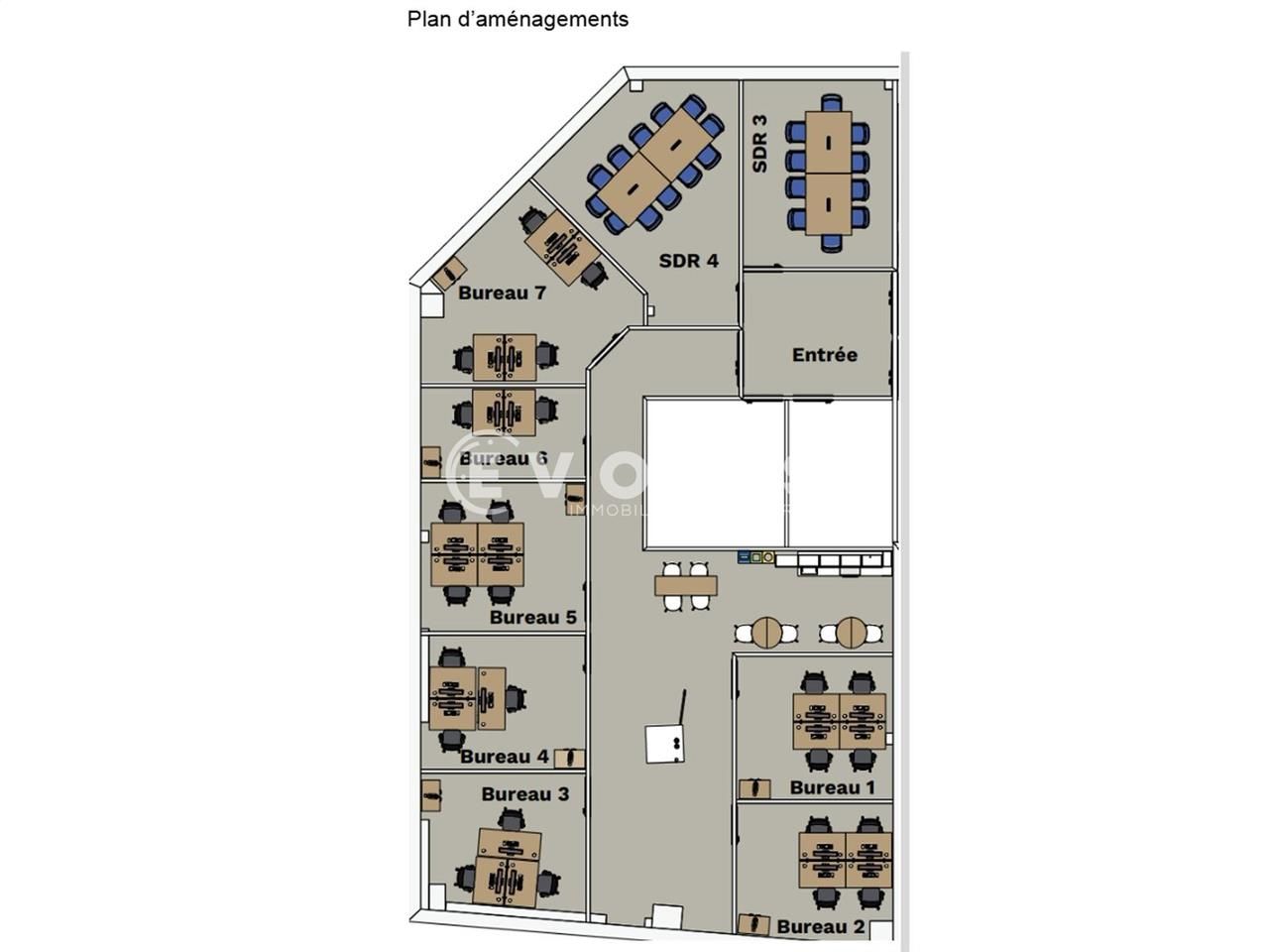 Bureaux neufs équipés type coworking avec espaces