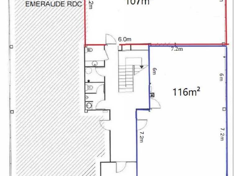 Location bureaux 107 m² non divisibles