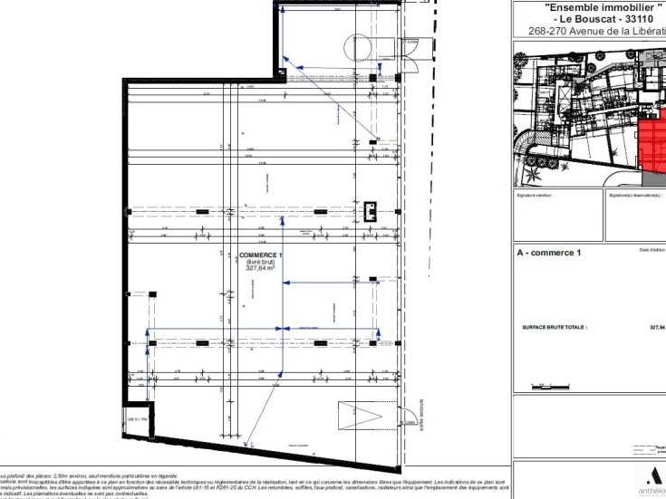 Location locaux commerciaux 327 m² non divisibles
