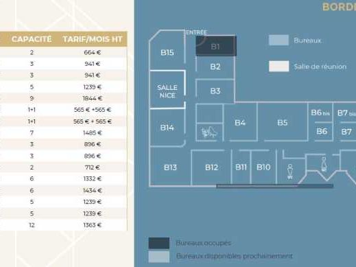 Location bureaux 123 m² divisibles à partir de 12 m²