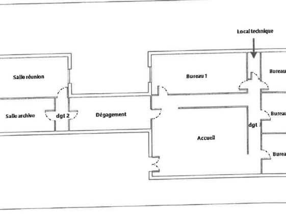 Location bureaux 158 m² non divisibles