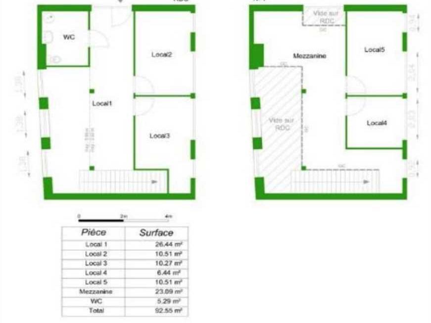 Location bureaux 93 m² non divisibles