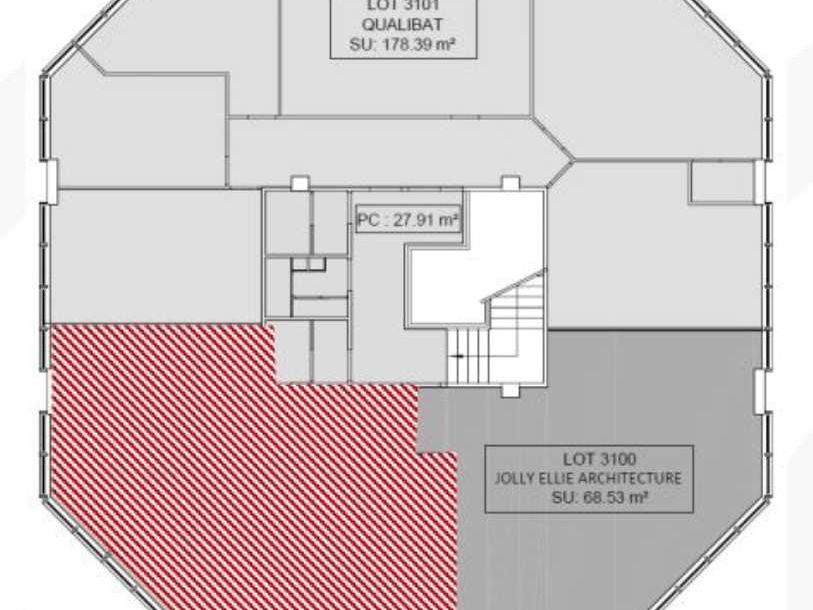 Location bureaux 95 m² non divisibles