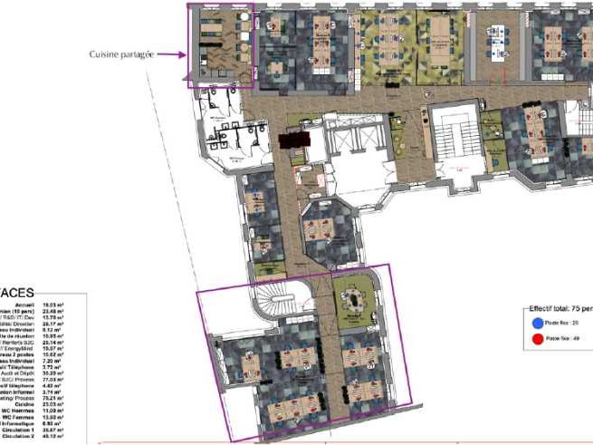 Location bureaux 100 m² non divisibles