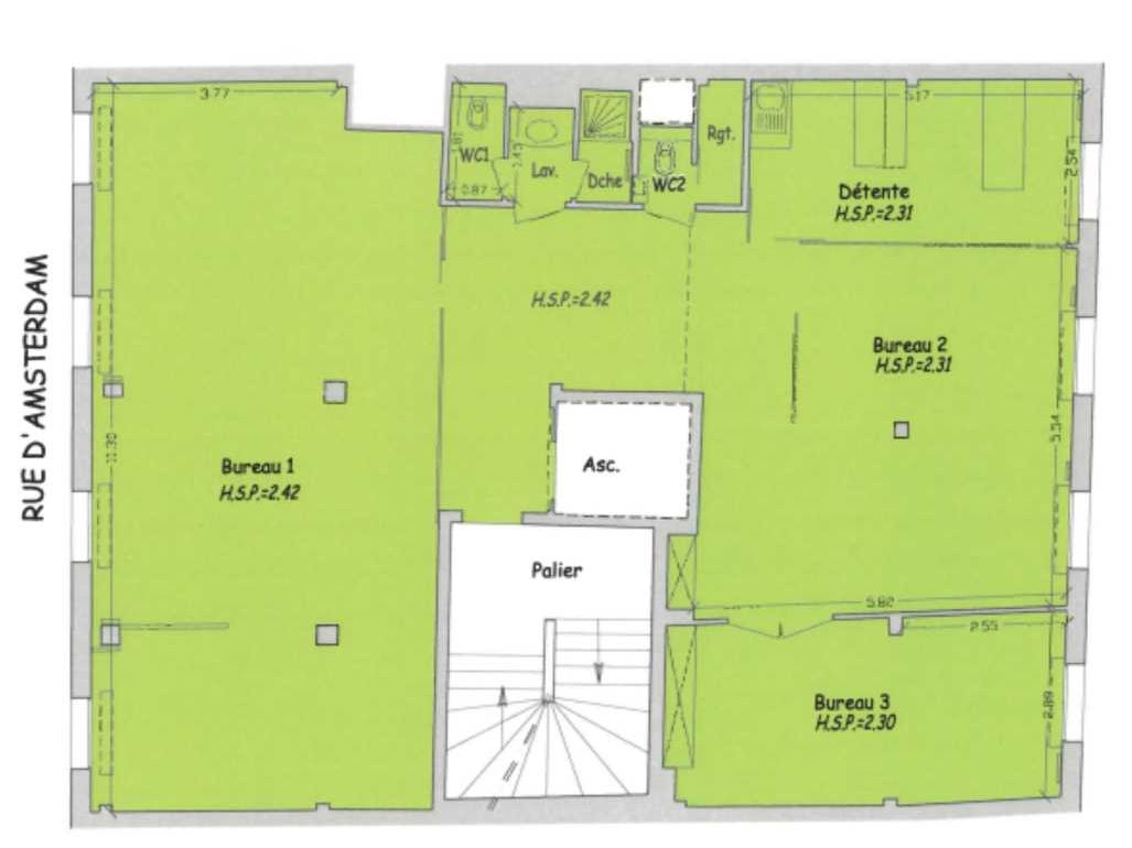 Location bureaux 145 m² non divisibles