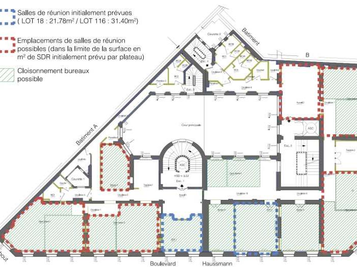Location bureaux 620 m² non divisibles