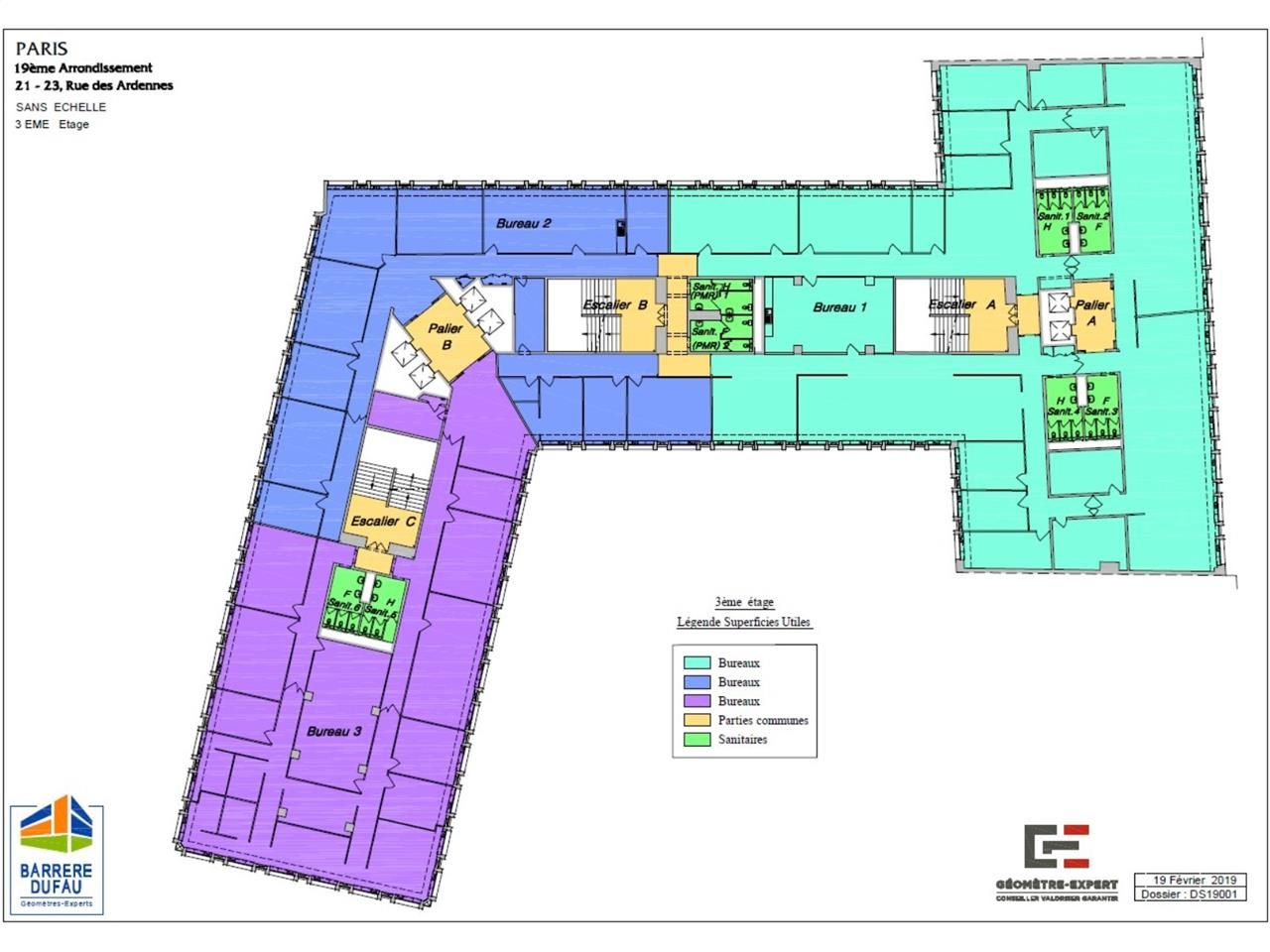Bureaux à louer à Paris, totalisant 1 001 m², div