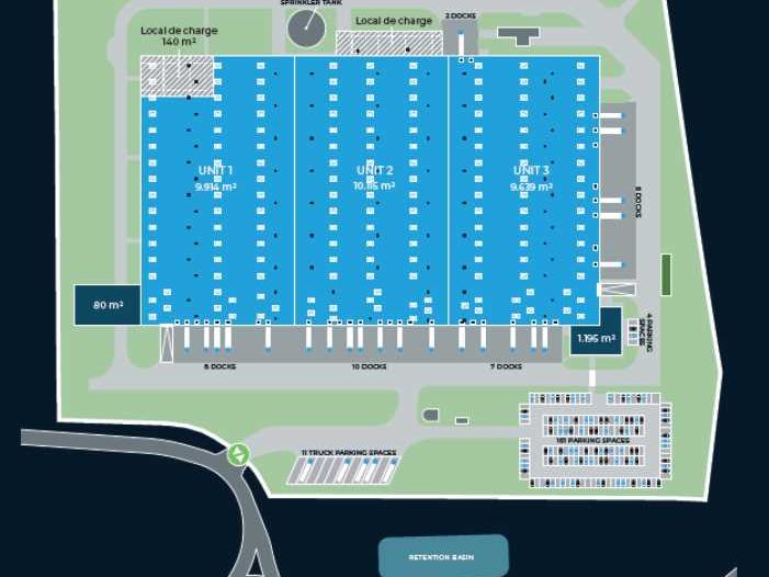Location entrepots 31346 m² divisibles à partir de 9966 m²