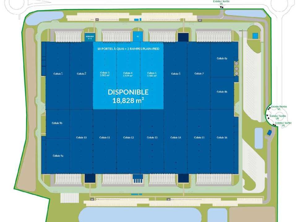 Location entrepots 18829 m² non divisibles