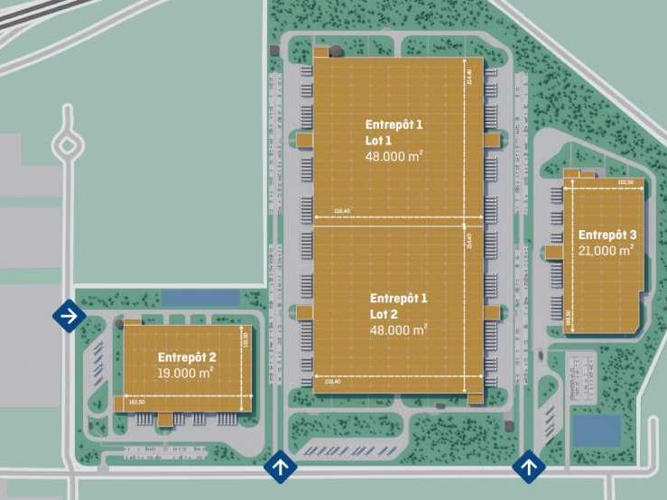 Location entrepots 96000 m² divisibles à partir de 48000 m²