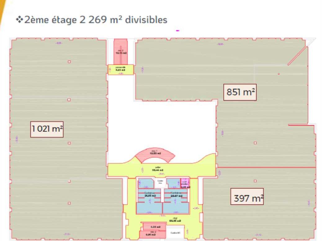 Location bureaux 2874 m² divisibles à partir de 181 m²