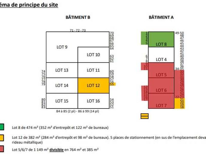 Location entrepots 2005 m² divisibles à partir de 382 m²