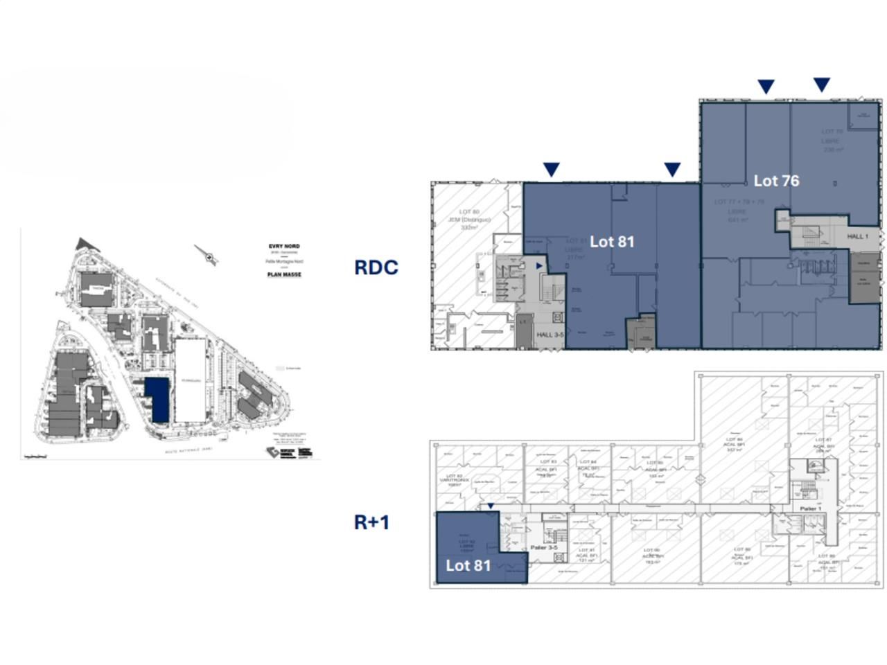 À louer, lots d'activité à Evry-Courcouronnes.  V
