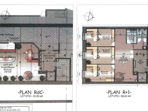 Location bureaux 137 m² non divisibles