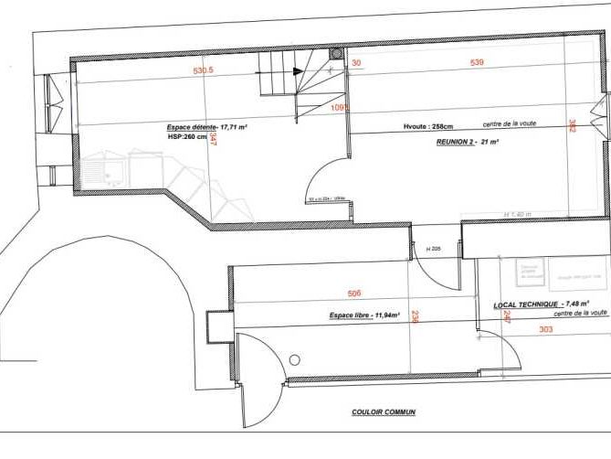 Location bureaux 260 m² non divisibles