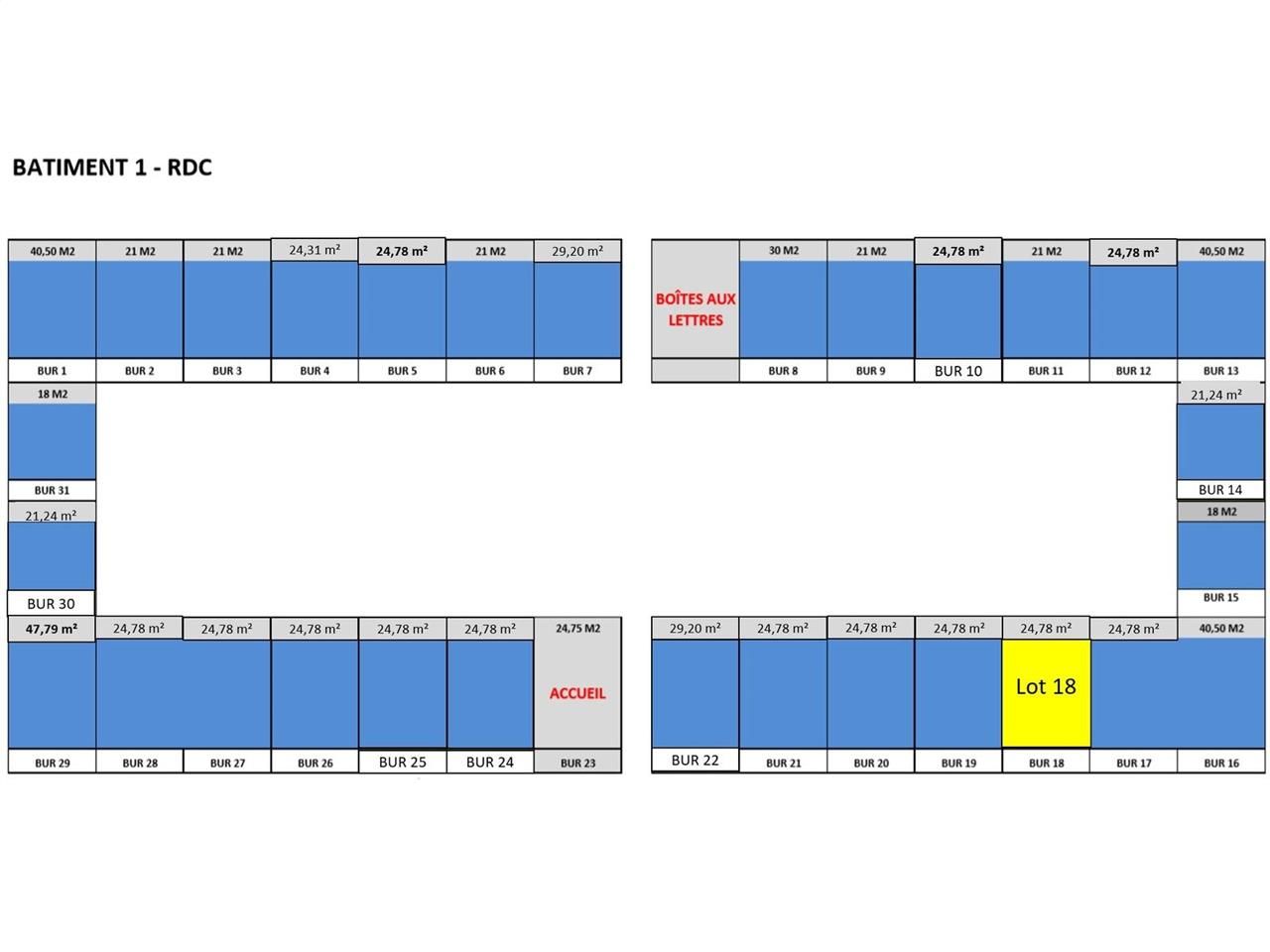 Location bureaux 352 m² divisibles à partir de 25 m²