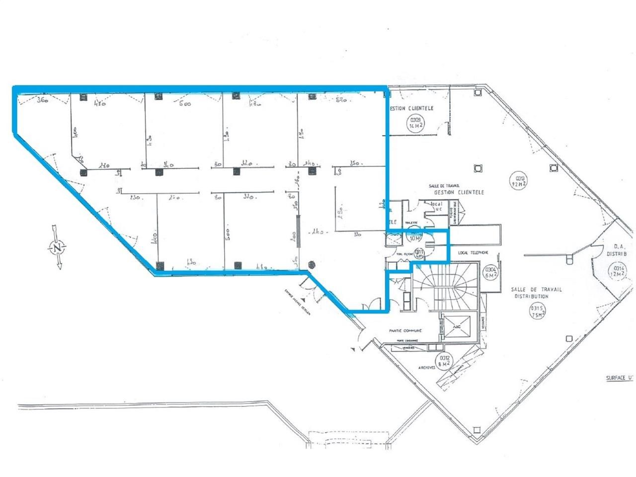 Location bureaux 250 m² non divisibles