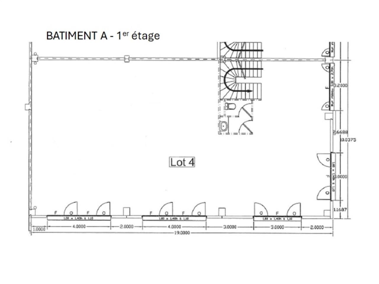 Location bureaux 200 m² non divisibles