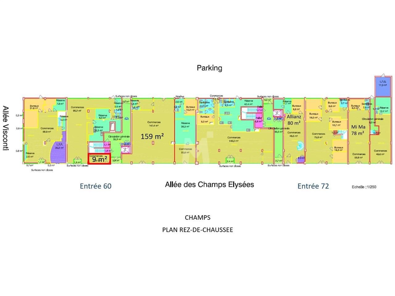 Location locaux commerciaux 857 m² divisibles à partir de 9 m²
