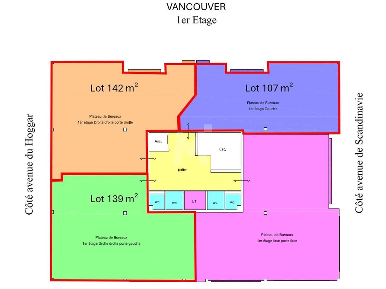Location bureaux 1060 m² divisibles à partir de 107 m²