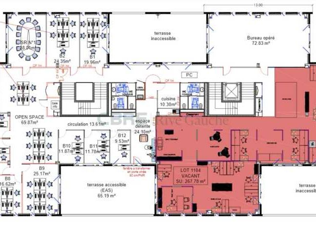 Location bureaux 249 m² divisibles à partir de 4 m²
