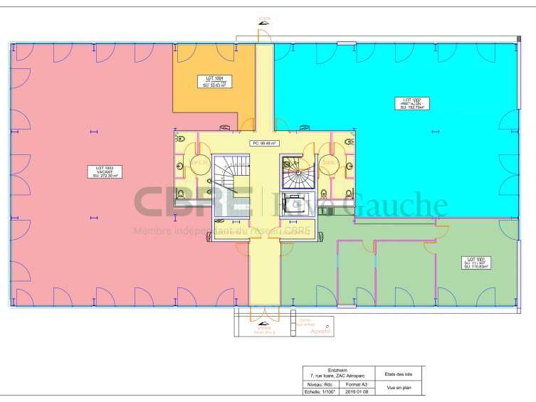 Location bureaux 851 m² divisibles à partir de 136 m²