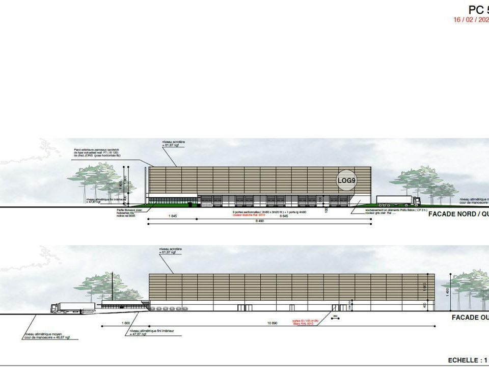 9486 m² pour cetentrepôts classe a en location à Peujard