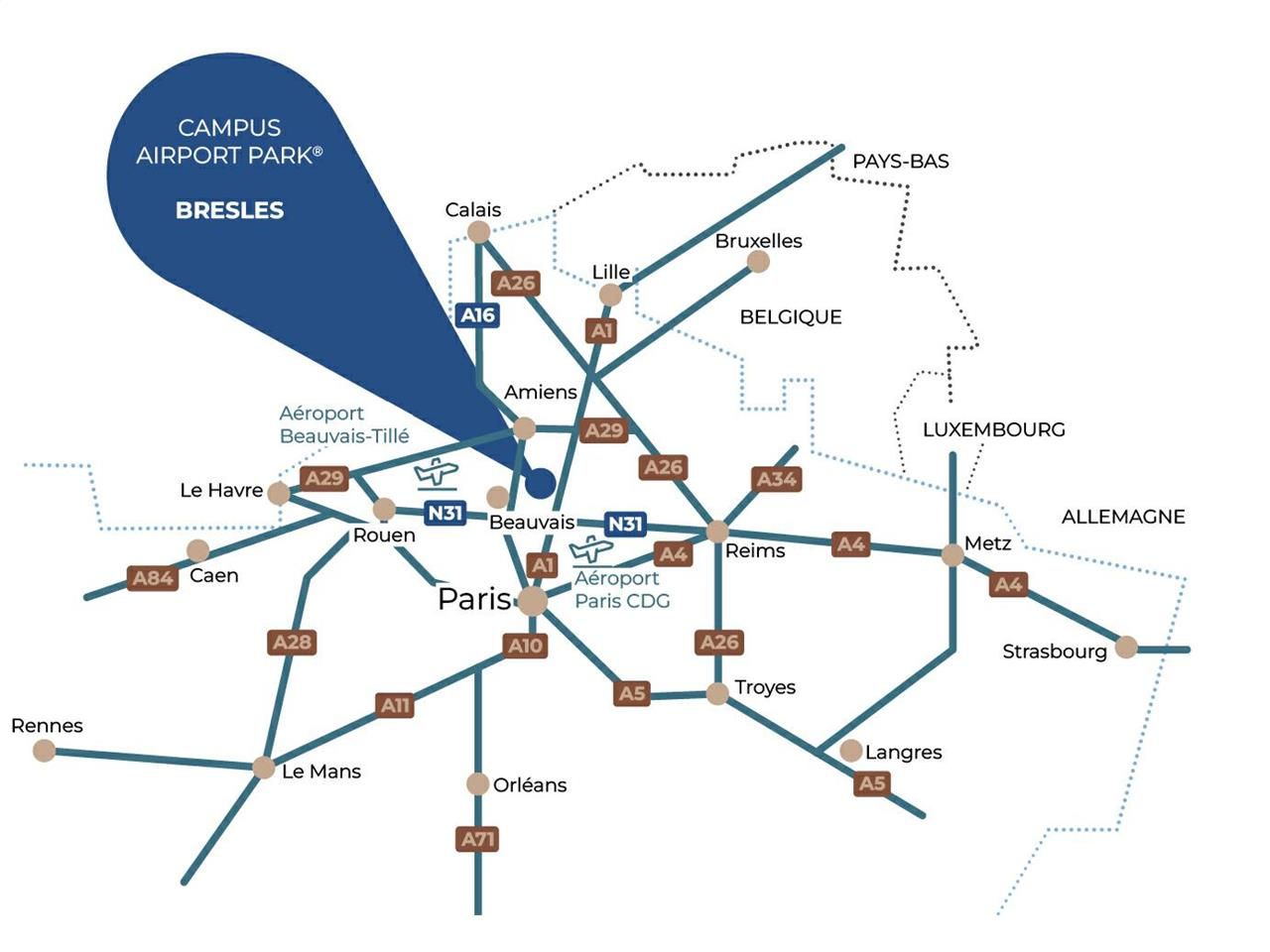 25634.68 m² pour cetentrepôts classe a en location à Bresles