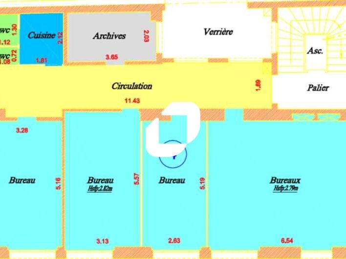 Location bureaux 118 m² non divisibles