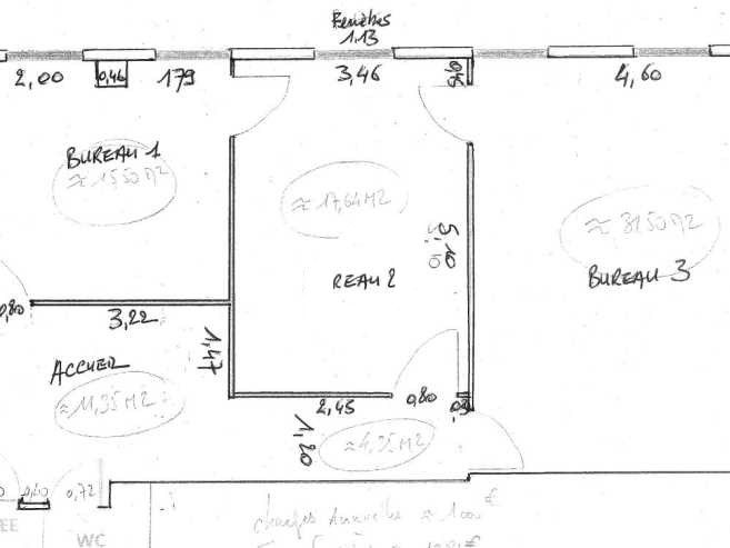 Location bureaux 83 m² non divisibles
