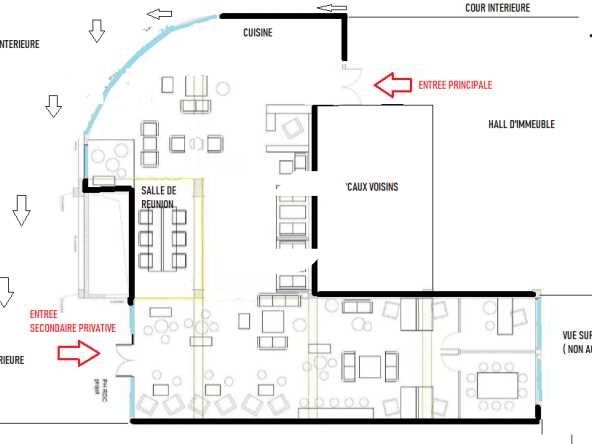 Location bureaux 216 m² non divisibles