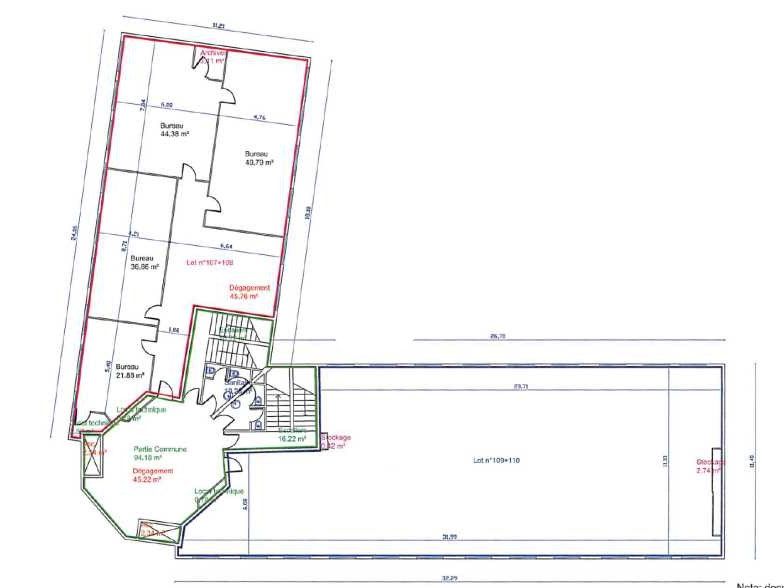 Location bureaux 630 m² divisibles à partir de 260 m²