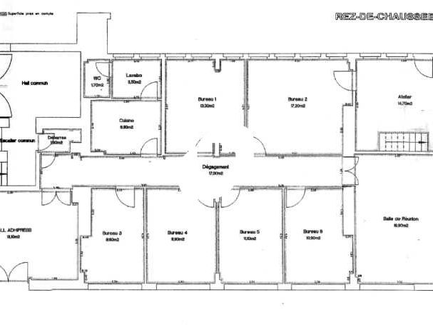 Location bureaux 165 m² non divisibles