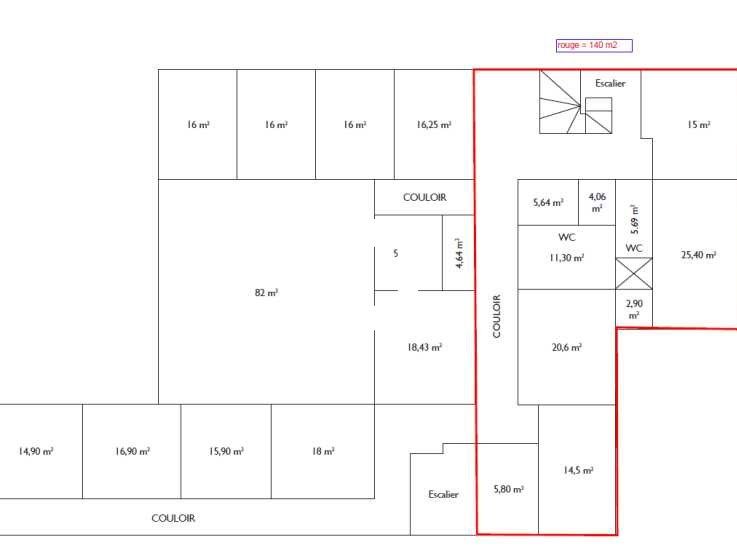 Location bureaux 262 m² non divisibles
