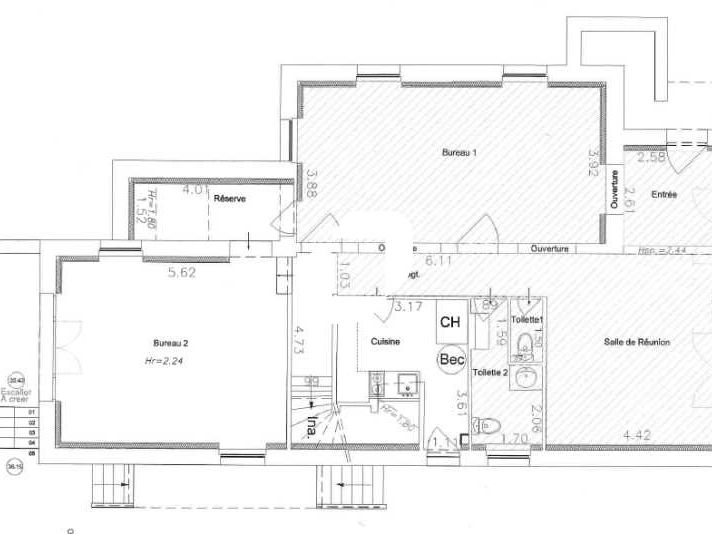Location bureaux 100 m² non divisibles