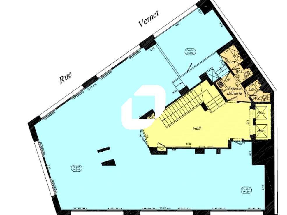 Location bureaux 219 m² non divisibles
