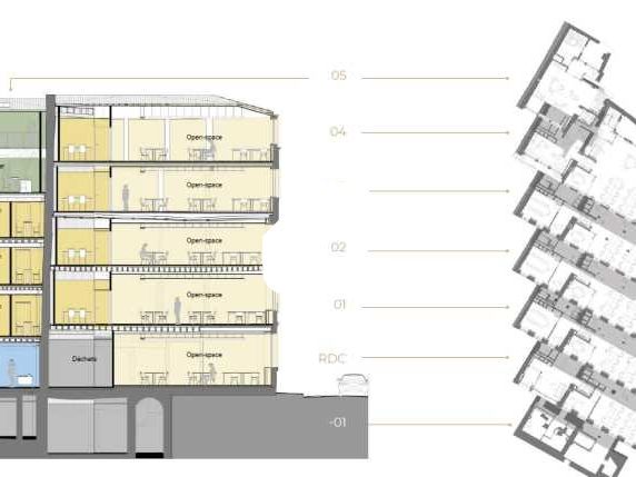Location bureaux 1123 m² non divisibles