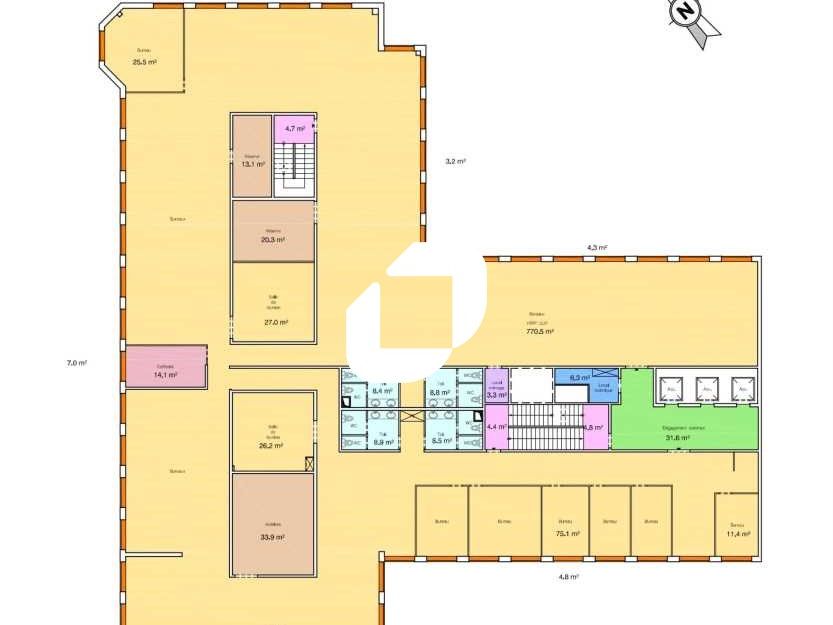 Location bureaux 1004 m² divisibles à partir de 247 m²