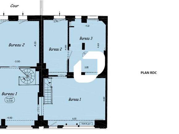 Location bureaux 171 m² non divisibles