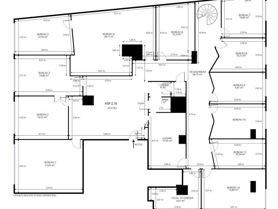 Vente bureaux 334 m² non divisibles