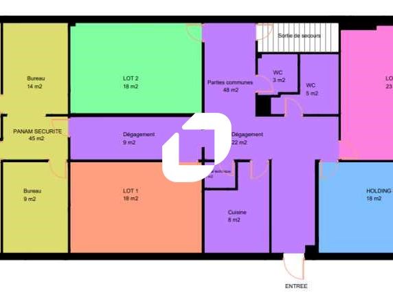 Location bureaux 170 m² non divisibles