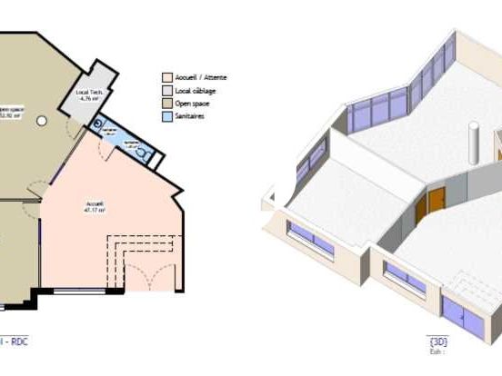 Location bureaux 147 m² non divisibles