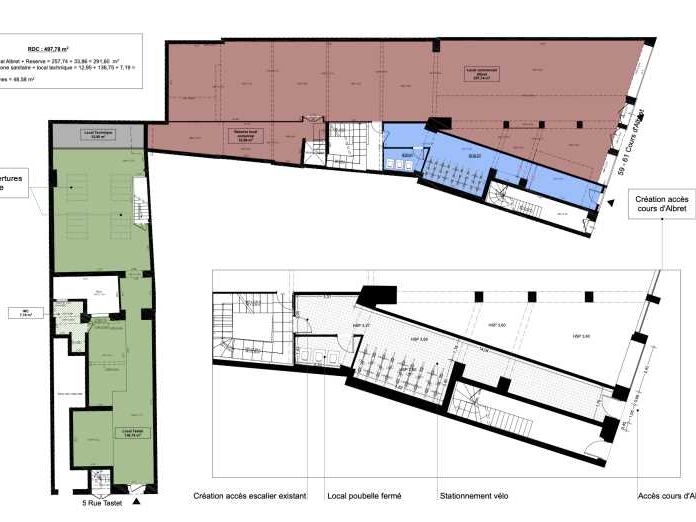 Location locaux commerciaux 625 m² non divisibles