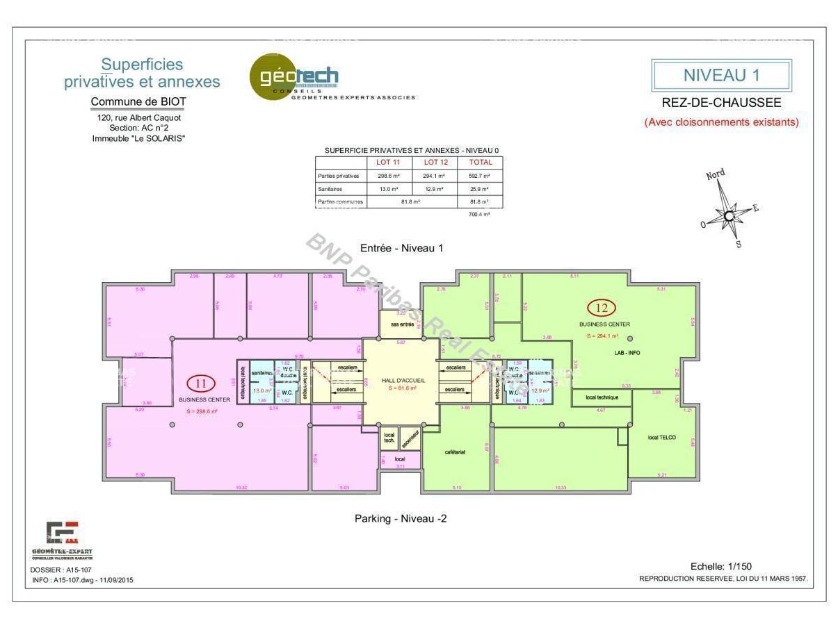 Vente Bureaux 2104.5 m² non divisibles 06410 Biot